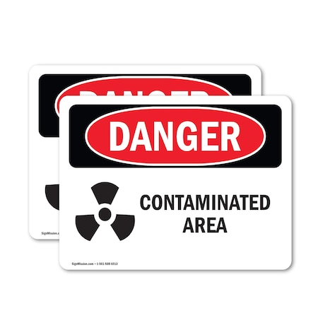 Signmission Contaminated Area Danger Sign, Vinyl Decal, 10in W x 7in L, 2PK OS-2PACK-DS-D-710-L-1834